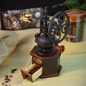img 1 attached to IMAVO Wooden Manual Coffee Grinder - Cast Iron Hand Crank For Making Mesh Coffee, Decoration & Best Gift!