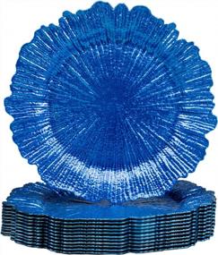 img 4 attached to Enhance Your Table Setting With MAONAME'S Blue Reef Plate Chargers - Set Of 12 Plastic Decorative Charger Plates For Dinner Parties