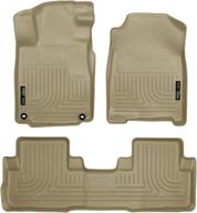 🐶 husky liners 98473 honda cr-v weatherbeater front & 2nd seat floor mats tan - best fit for 2016-16 cr-v models! logo