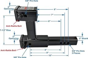 img 2 attached to 🔌 TOPTOW 64131HP Dual Hitch Extender for 2 inch Trailer Receivers, Up to 10 inch Extension Length &amp; 7-1/2&#34; Riser/Drop