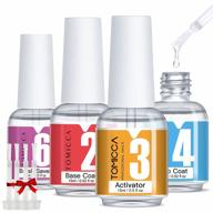 tomicca dip powder nail kit: 15ml activator, base & top coat, brush saver for professional manicures. logo