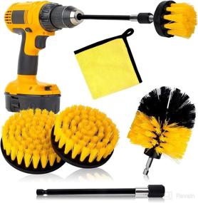 img 4 attached to 🧽 Efficient Drill Brush 6Pcs Scrub Attachment Kit - Ultimate Time-Saving and Power Scrubber Cleaning Solution for Car, Bathroom, Wooden Floors, and Laundry Room (Amber)