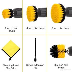 img 3 attached to 🧽 Efficient Drill Brush 6Pcs Scrub Attachment Kit - Ultimate Time-Saving and Power Scrubber Cleaning Solution for Car, Bathroom, Wooden Floors, and Laundry Room (Amber)