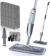 🧹 wet spray mop with 6 washable microfiber pads, 1 scraper, and mop holder - ideal for home or commercial use on floors, walls, hardwood, vinyl, laminate, ceramic, tile logo