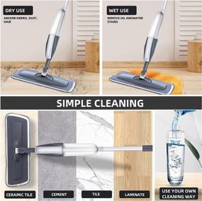 img 1 attached to 🧹 Wet Spray Mop with 6 Washable Microfiber Pads, 1 Scraper, and Mop Holder - Ideal for Home or Commercial Use on Floors, Walls, Hardwood, Vinyl, Laminate, Ceramic, Tile