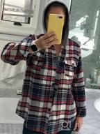 img 1 attached to Women'S Classic Plaid Cotton Hoodie Button-Up Flannel Shirt - BomDeals review by Emili Hudson