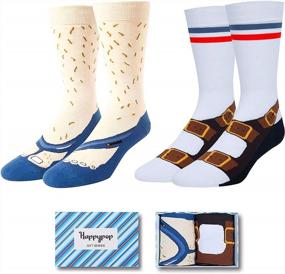 img 3 attached to HAPPYPOP Men Funny Golf Poker USA Flag Game Medical Nurse Space Socks 2 Pack With Gift Box