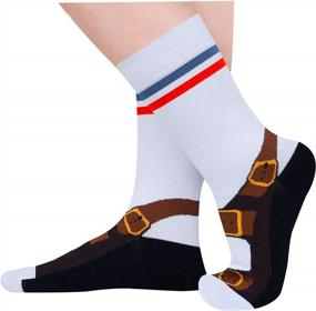img 2 attached to HAPPYPOP Мужские забавные носки для гольфа, покера, флага США, медицинские носки для медсестры, космические носки, 2 упаковки с подарочной коробкой