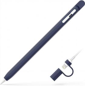 img 4 attached to Дизайны UPPERCASE NimbleSleeve Премиум силиконовый чехол держатель защитный чехол совместим с Apple Pencil 1-го поколения только (Полуночно-синий)