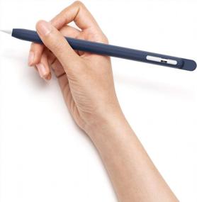 img 3 attached to Дизайны UPPERCASE NimbleSleeve Премиум силиконовый чехол держатель защитный чехол совместим с Apple Pencil 1-го поколения только (Полуночно-синий)