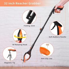 img 3 attached to 8 In 1 Hip Knee Kit With 2 Pack 32 Inch Reacher Grabber Pickup Tool, Foldable Trash Grabber Pickers, Sock Aid, Sturdy Shoehorn With Dressing Stick Kit, 48" Leg Lifter, Bath Sponge, Storage Bag