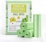 экологически чистые биоразлагаемые маленькие мусорные пакеты на 2,6 галлона для ванной и офиса с высокой стойкостью к разрыву - набор из 80 штук. логотип