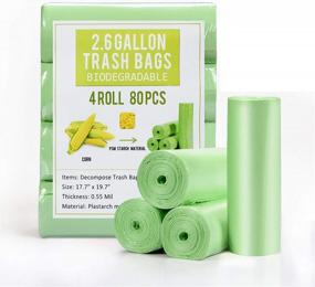 img 4 attached to Экологически чистые биоразлагаемые маленькие мусорные пакеты на 2,6 галлона для ванной и офиса с высокой стойкостью к разрыву - набор из 80 штук.