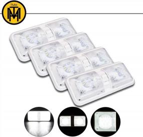 img 4 attached to 4-Pack Of Natural White Light Double Dome Ceiling Bulbs With ON/OFF Switch For RVs And Trailers - 48 Shockproof 2835 SMD LEDs, Sealed Mount, 12V DC, 4000-4500K Temperature