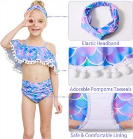 img 1 attached to MHJY Girls 2-Piece Swimwear Bikini Tankini Set With Hairband For Beach And Pool