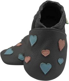 img 1 attached to SAYOYO Toddler Cowhide Boys' Shoes - Skid Resistant Pre-Walkers Slippers