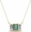 stunning 14k gold women's three stone pendant with created alexandrite and natural diamond (1 1/3 ctw) in emerald cut (6x4 mm) logo