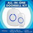 stay connected with a 1000 feet range - sadotech's baby blue wireless doorbell with led flash logo