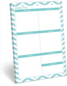 img 4 attached to Organize Your Week With 321Done Blank Week Planning Pad - 50 Sheets - Made In USA - Chevron Teal Design
