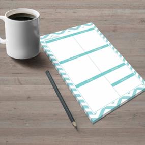 img 3 attached to Организуйте свою неделю с помощью блокнота для планирования недели 321Done Blank, 50 листов, сделано в США, дизайн Chevron Teal