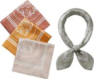 set of 4 silk feel satin square scarves 26.5×26.5 inches for women's hair, neck, and bandana wear логотип