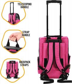 img 2 attached to 🐾 KOPEKS Deluxe Backpack Pet Travel Carrier with Double Wheels - Heather Pink - Airlines Approved: Comfortable & Convenient Pet Transport Solution