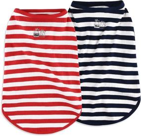 img 3 attached to 🐶 CtilFelix Striped Dog Shirt for Small Medium Large Dogs - Lightweight Soft Cotton Pet Clothes for Boys and Girls - Cat Apparel Kitten Vests - Stretchy Sleeveless Tank Top - Breathable T-Shirts Outfit Pack of 2