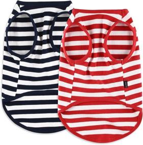 img 4 attached to 🐶 CtilFelix Striped Dog Shirt for Small Medium Large Dogs - Lightweight Soft Cotton Pet Clothes for Boys and Girls - Cat Apparel Kitten Vests - Stretchy Sleeveless Tank Top - Breathable T-Shirts Outfit Pack of 2