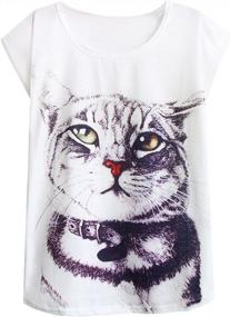 img 4 attached to Women'S Cat Graphic T-Shirt Top - Abstract Paint Splatter Casual Tee