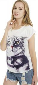 img 1 attached to Women'S Cat Graphic T-Shirt Top - Abstract Paint Splatter Casual Tee