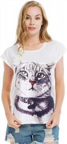 img 3 attached to Women'S Cat Graphic T-Shirt Top - Abstract Paint Splatter Casual Tee