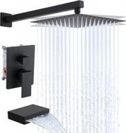 kes tub and shower faucet set shower system with 10-inch rain shower head and waterfall tub faucet wall mount shower valve and trim kit included matte black, xb6240-bk logo