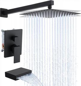 img 4 attached to KES Tub And Shower Faucet Set Shower System With 10-Inch Rain Shower Head And Waterfall Tub Faucet Wall Mount Shower Valve And Trim Kit Included Matte Black, XB6240-BK