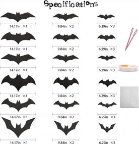 img 3 attached to Spooky 3D Halloween Hanging Bats Decoration - 36 Large Glittery Bat Stickers For Party Decor By CCINEE