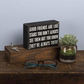img 1 attached to Wood Box Sign 6" X 4"" Good Friends Primitives By Kathy 17423