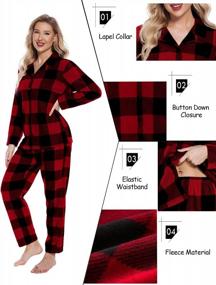img 2 attached to Cozy Matching Couples Pajama Set - Warm Fleece Christmas PJs With Button Down Long Sleeves - 2 Piece Sleepwear For Men & Women By SWOMOG