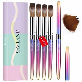 img 4 attached to Upgrade Your Nail Game With Saviland'S 4-Piece Kolinsky Acrylic Brush Set For Professional Results At Home And In Salons