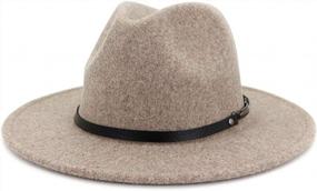 img 4 attached to Women'S Wide Brim Panama Hat - Classic Wool Fedora With Belt Buckle