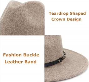img 3 attached to Women'S Wide Brim Panama Hat - Classic Wool Fedora With Belt Buckle