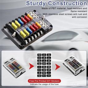 img 1 attached to 🔌 12 Way Blade Fuse Block with Negative Bus | LED Indicator | Waterproof Cover - 12 Circuit Fuse Box Holder for 12V/24V Auto Car Truck Boat Marine (Includes 24 Pcs Fuse)