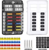 🔌 12 way blade fuse block with negative bus | led indicator | waterproof cover - 12 circuit fuse box holder for 12v/24v auto car truck boat marine (includes 24 pcs fuse) logo