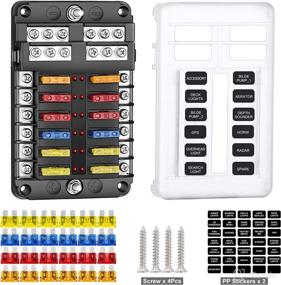 img 4 attached to 🔌 12 Way Blade Fuse Block with Negative Bus | LED Indicator | Waterproof Cover - 12 Circuit Fuse Box Holder for 12V/24V Auto Car Truck Boat Marine (Includes 24 Pcs Fuse)