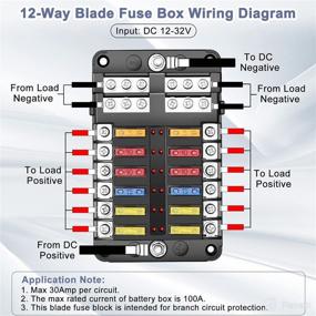 img 3 attached to 🔌 12 Way Blade Fuse Block with Negative Bus | LED Indicator | Waterproof Cover - 12 Circuit Fuse Box Holder for 12V/24V Auto Car Truck Boat Marine (Includes 24 Pcs Fuse)