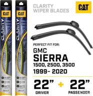 🚗 bdk caterpillar clarity premium performance all season replacement windshield wiper blades for gmc sierra (22 + 22 inch - perfect fit for 1999-2020 models) - black logo