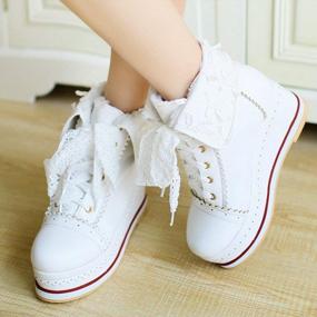 img 1 attached to Women'S Sweet Cosplay Booties - Caradise Lace Up Platform Wedge Boots