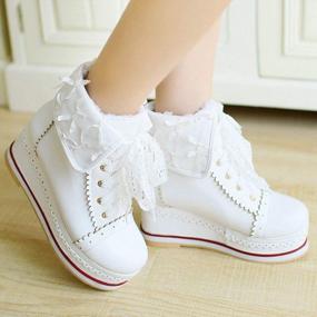 img 2 attached to Women'S Sweet Cosplay Booties - Caradise Lace Up Platform Wedge Boots