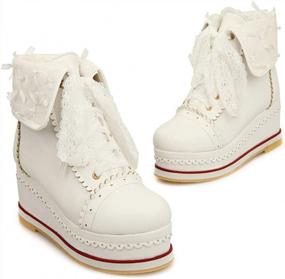 img 3 attached to Women'S Sweet Cosplay Booties - Caradise Lace Up Platform Wedge Boots