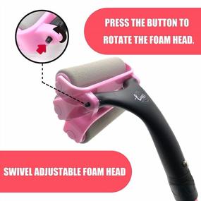 img 1 attached to Pink Long Handle Lotion Applicator For Back & Body - Adjustable 21.5 Inch Roller With 2 Replacement Heads For Self-Application