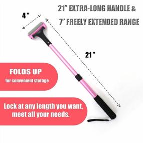 img 3 attached to Pink Long Handle Lotion Applicator For Back & Body - Adjustable 21.5 Inch Roller With 2 Replacement Heads For Self-Application
