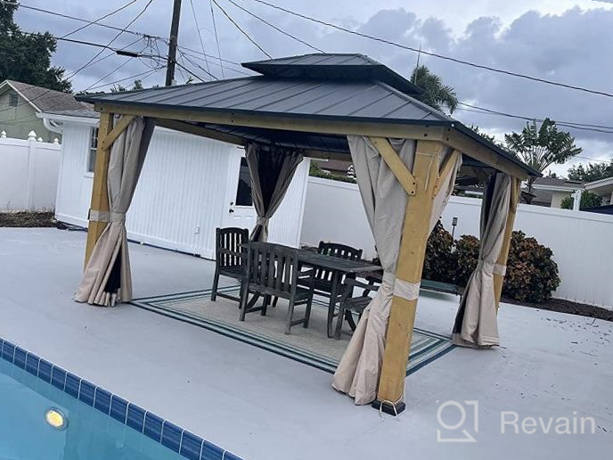 img 1 attached to Outdoor Hardtop Gazebo With Privacy Curtains And Mosquito Netting - 11' X 13' Spruce Wood Design For Patios, Gardens, And Backyards - YOLENY review by Nico Ramdeen